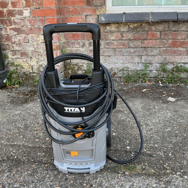 Titan TTB2200PRW electric pressure washer for garden and driveway cleaning.