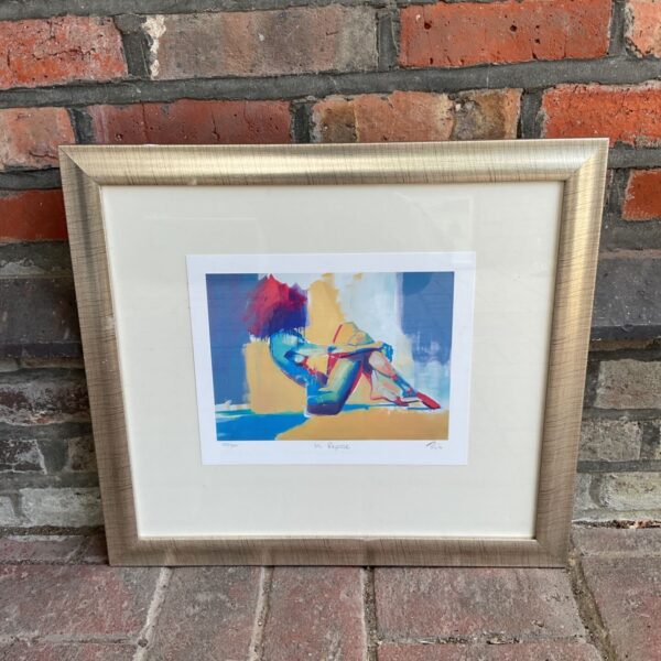 Limited edition Tony Mulligan print, “In Repose”, featuring a nude female figure.