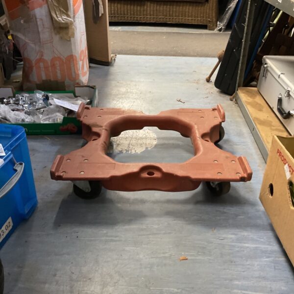 Heavy duty rubber transit dolly for industrial use.