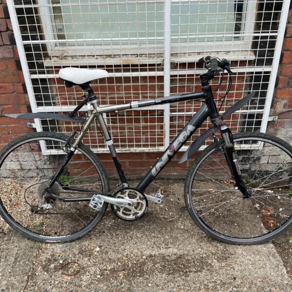 Black and silver Univega Terreno 400 hybrid bicycle for sale.