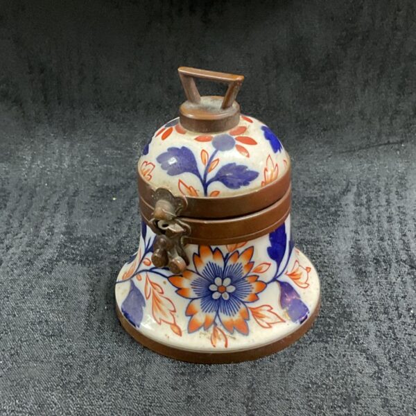 Victorian Staffordshire bell inkwell with Amari floral decoration.