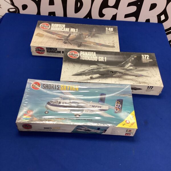 Vintage Airfix Hawker Hurricane MK1 model kit in original packaging.