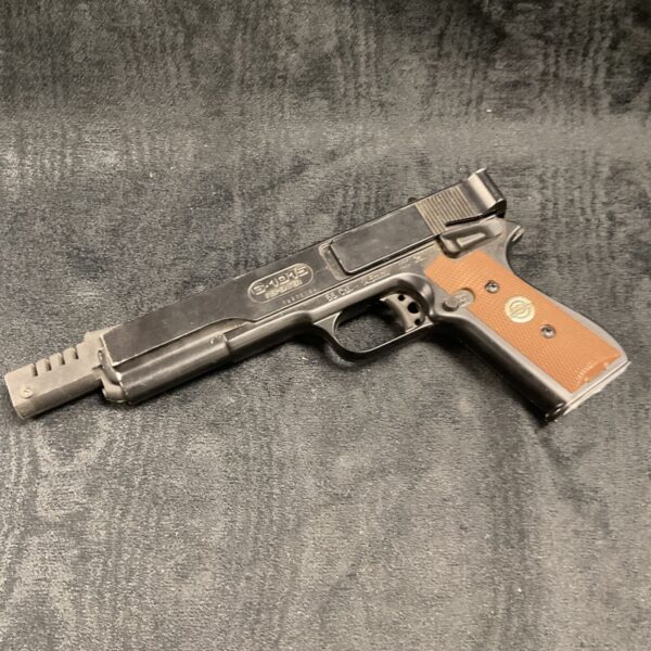 Vintage G.1915 BB pistol with extended barrel, side view.