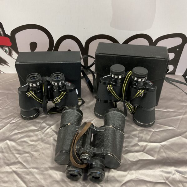 Vintage binoculars lot including Miranda and USSR models.