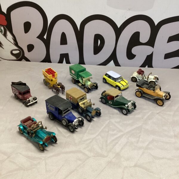 Vintage diecast model cars lot including Matchbox and Lledo vehicles.