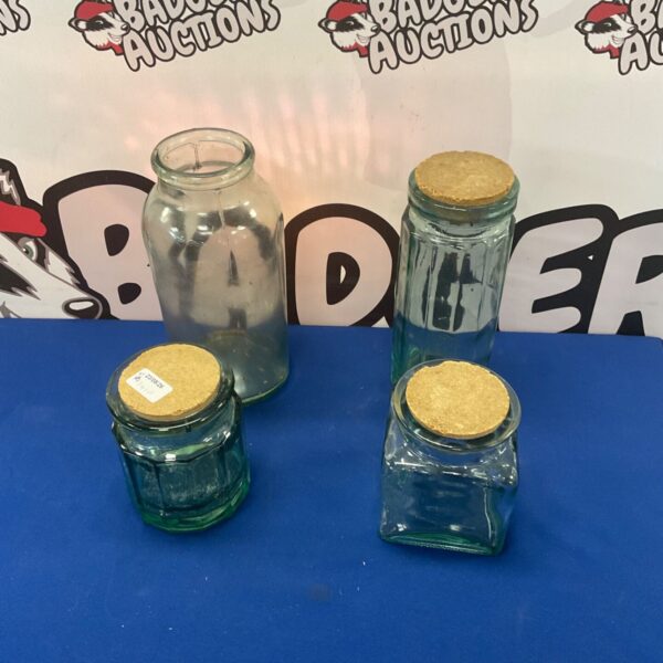 Vintage glass jars lot for storage and display.