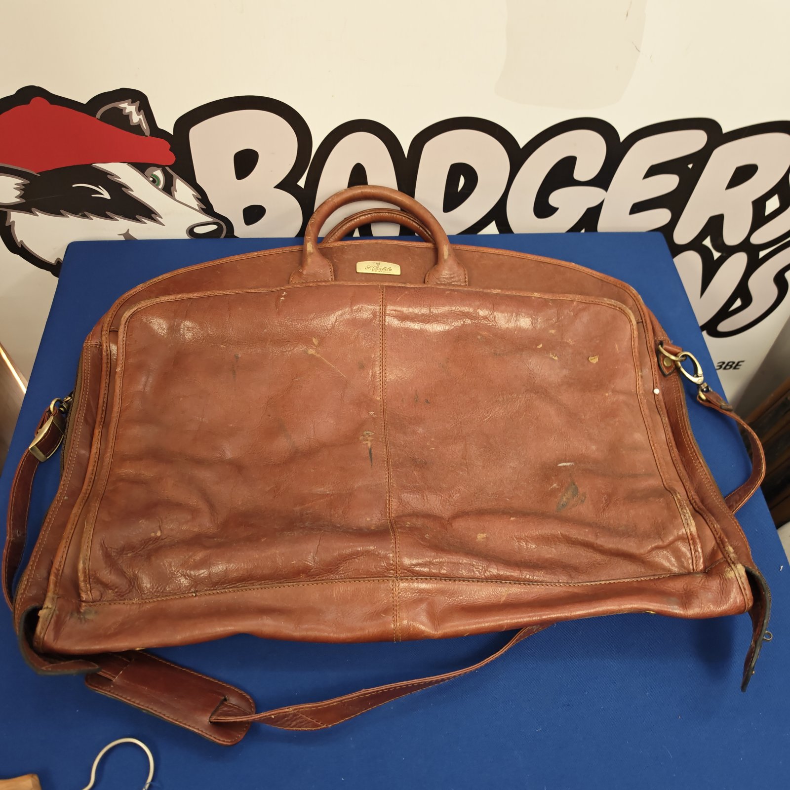 Vintage brown leather J. Balila Milano bag with shoulder strap.