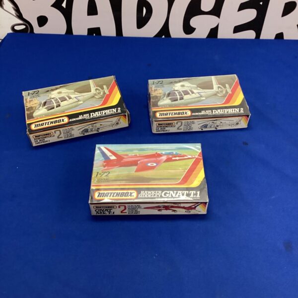 Vintage Matchbox GNAT T1 model aircraft kit in original packaging.