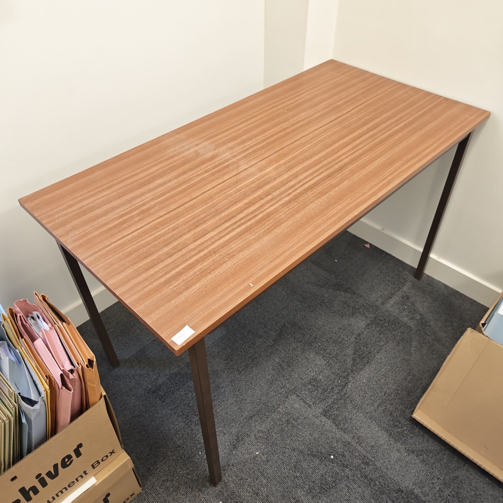 Vintage metal framed table with laminate top.