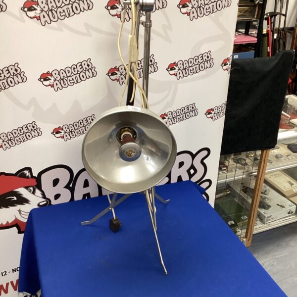 Vintage Rank medical heat lamp with chrome reflector.