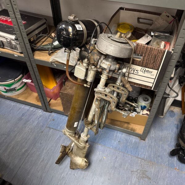 Vintage British Seagull outboard engine, model 101, showing wear.