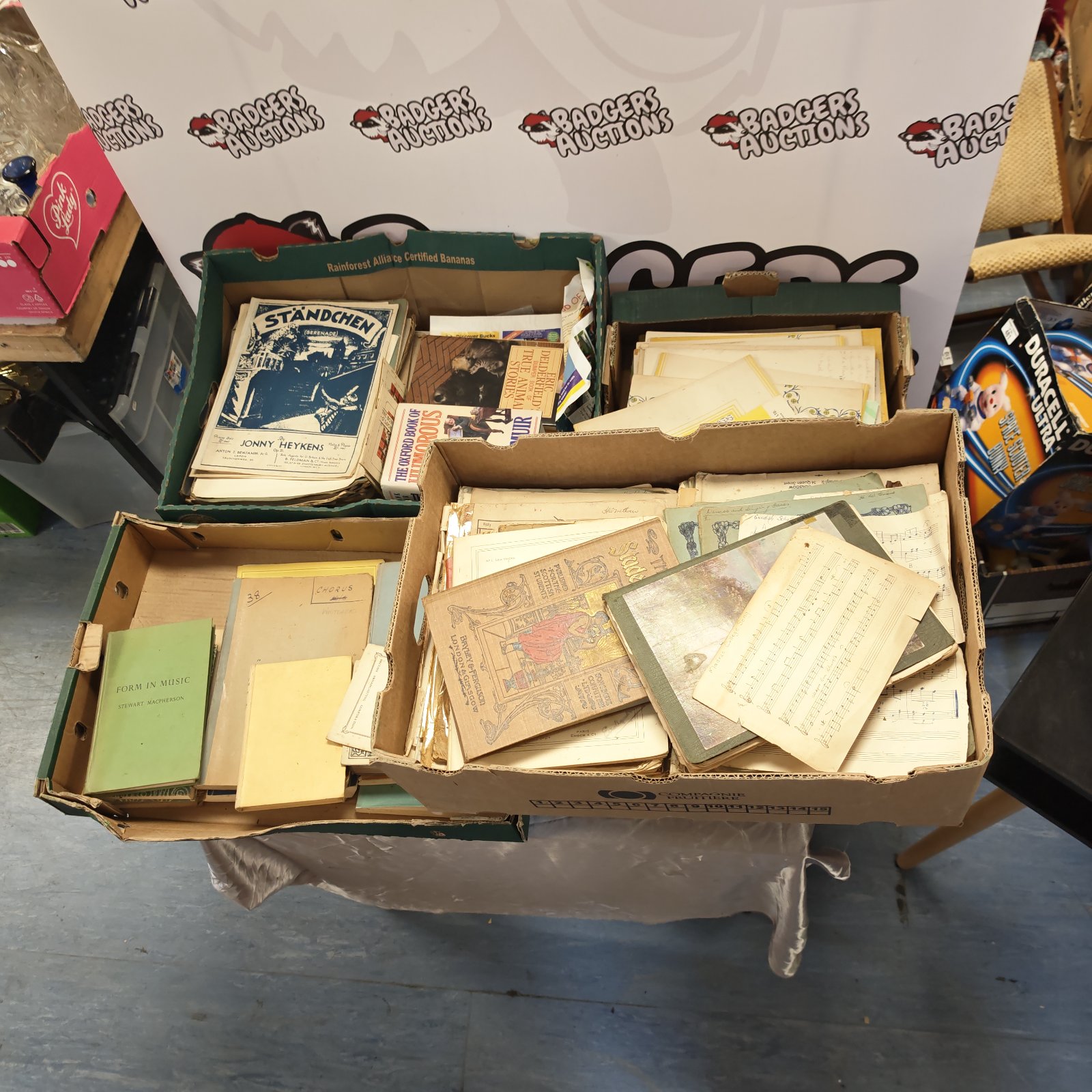Lot of vintage sheet music with colourful covers.