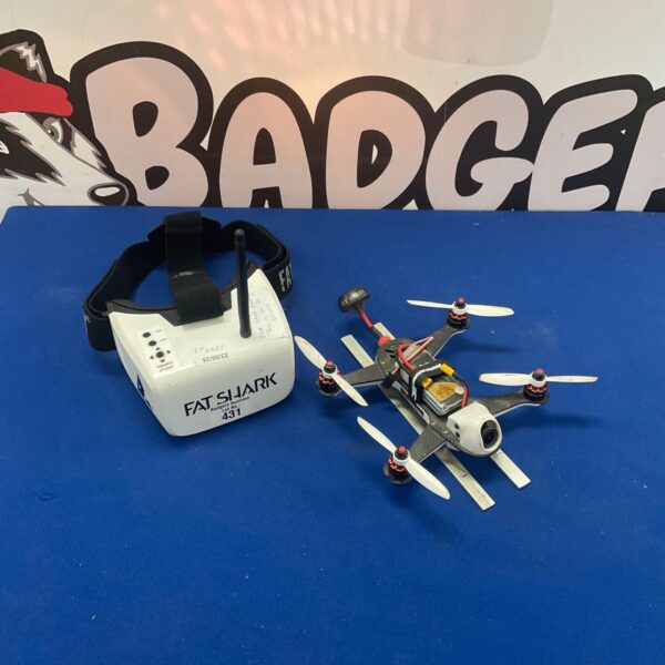Vortex Immersion RC racing drone with headset for FPV flying.