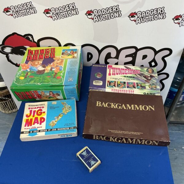 Vintage Waddingtons board games lot including Backgammon and Thunderbirds.