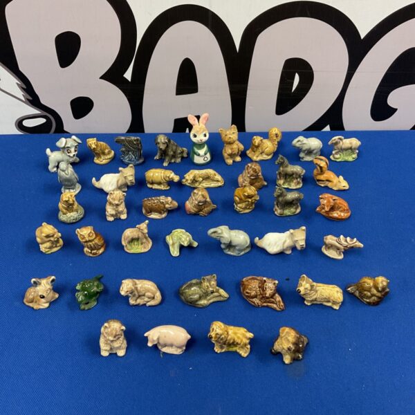 Wade whimsies collection of vintage ceramic animal figurines.