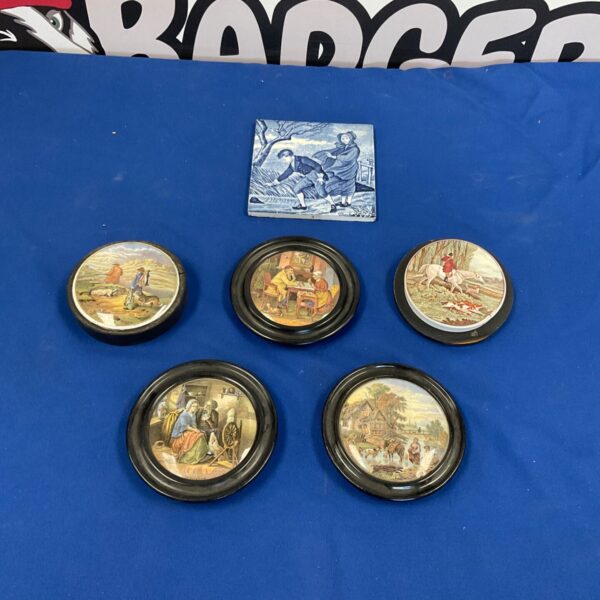 Vintage Wedgwood Blue and White transferware wall plaque with detailed scene.