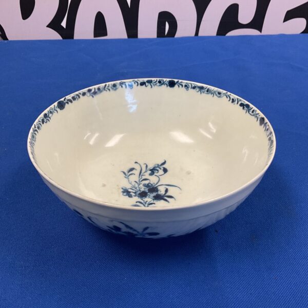 Antique Worcester blue and white bowl with floral design.