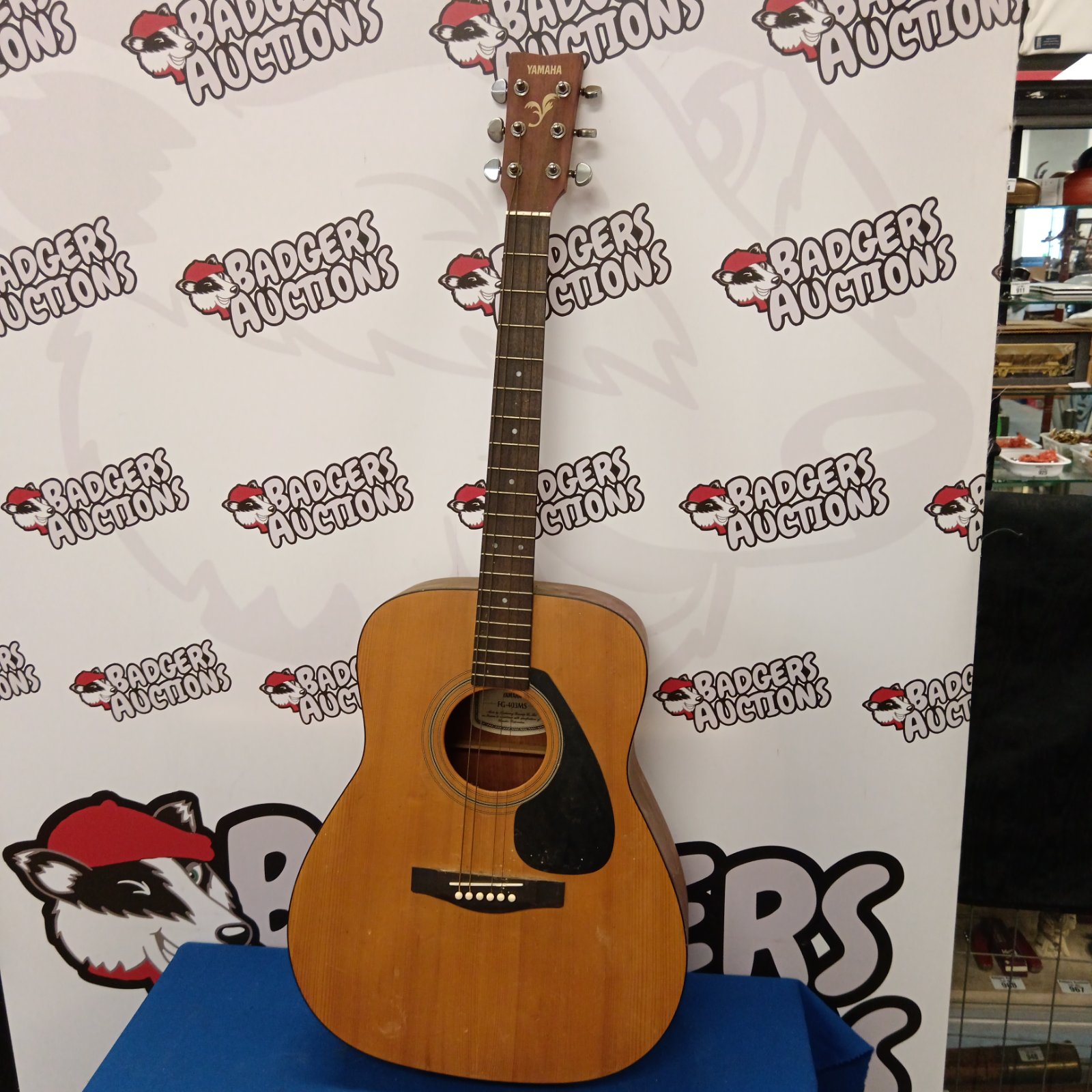 Front view of a vintage Yamaha FG-403MS acoustic guitar.