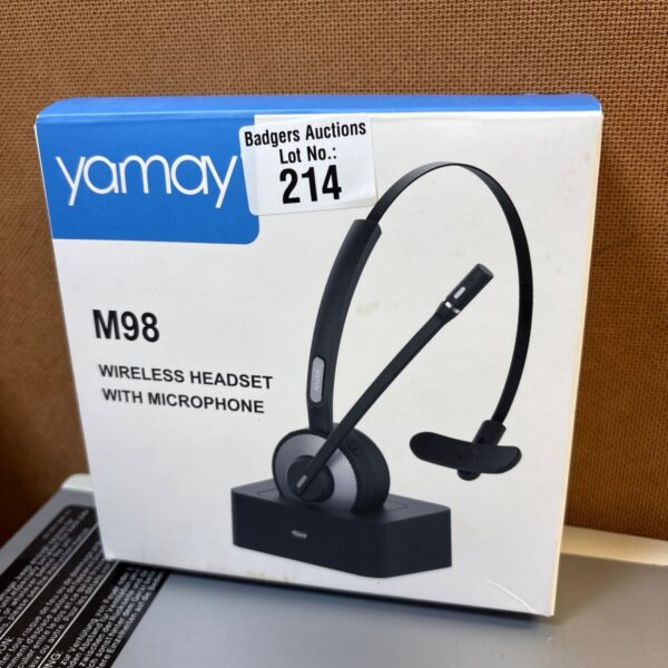 Black Yamay M98 wireless headset with microphone for clear communication.