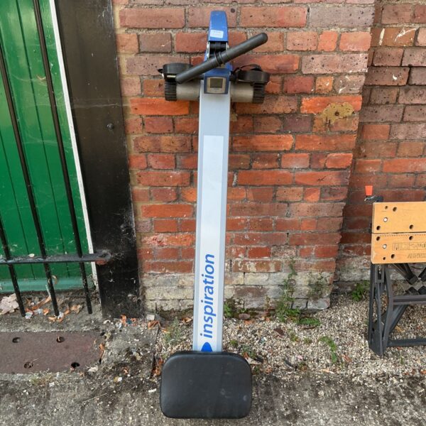 York rowing machine with black seat and metal frame.