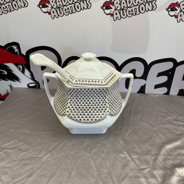 Vintage Adam’s Sharon soup tureen with floral pattern and lid.