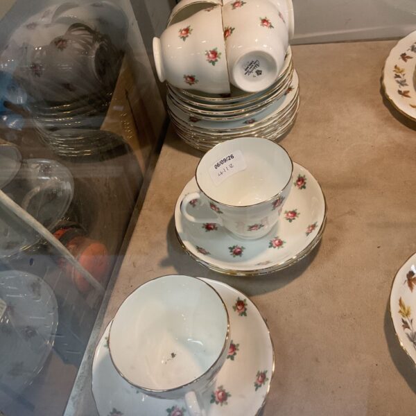 Vintage Adderley Rose teaset, 18 piece fine bone china set.