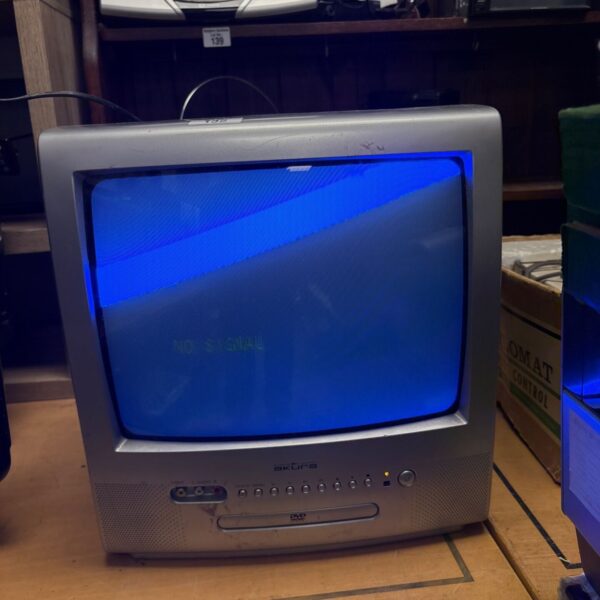 Grey Akura CRT television, vintage analog TV set.