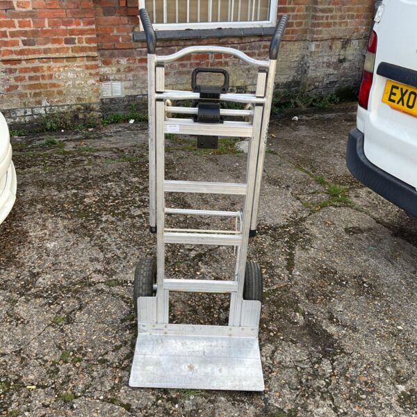 Aluminium multi-purpose trolley for transporting goods.