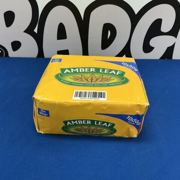 Ten unopened pouches of Amber Leaf hand rolling tobacco.