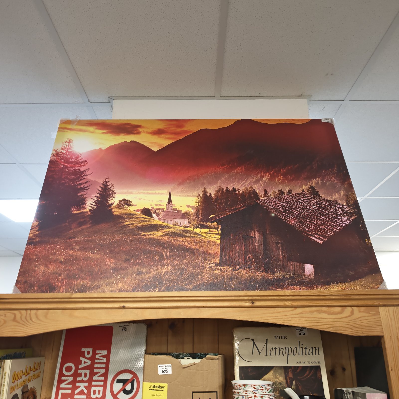 Large canvas print of an American village in a scenic valley.
