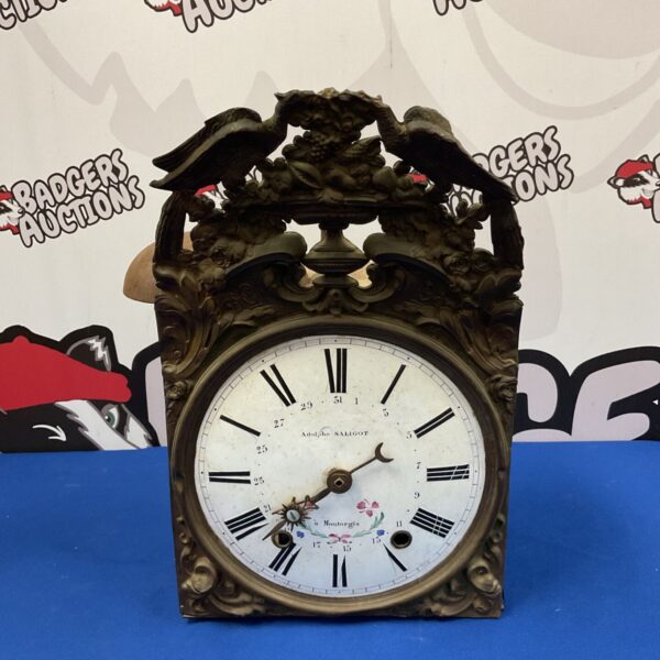 Ornate antique French mantle clock by Adolphe Saligot.