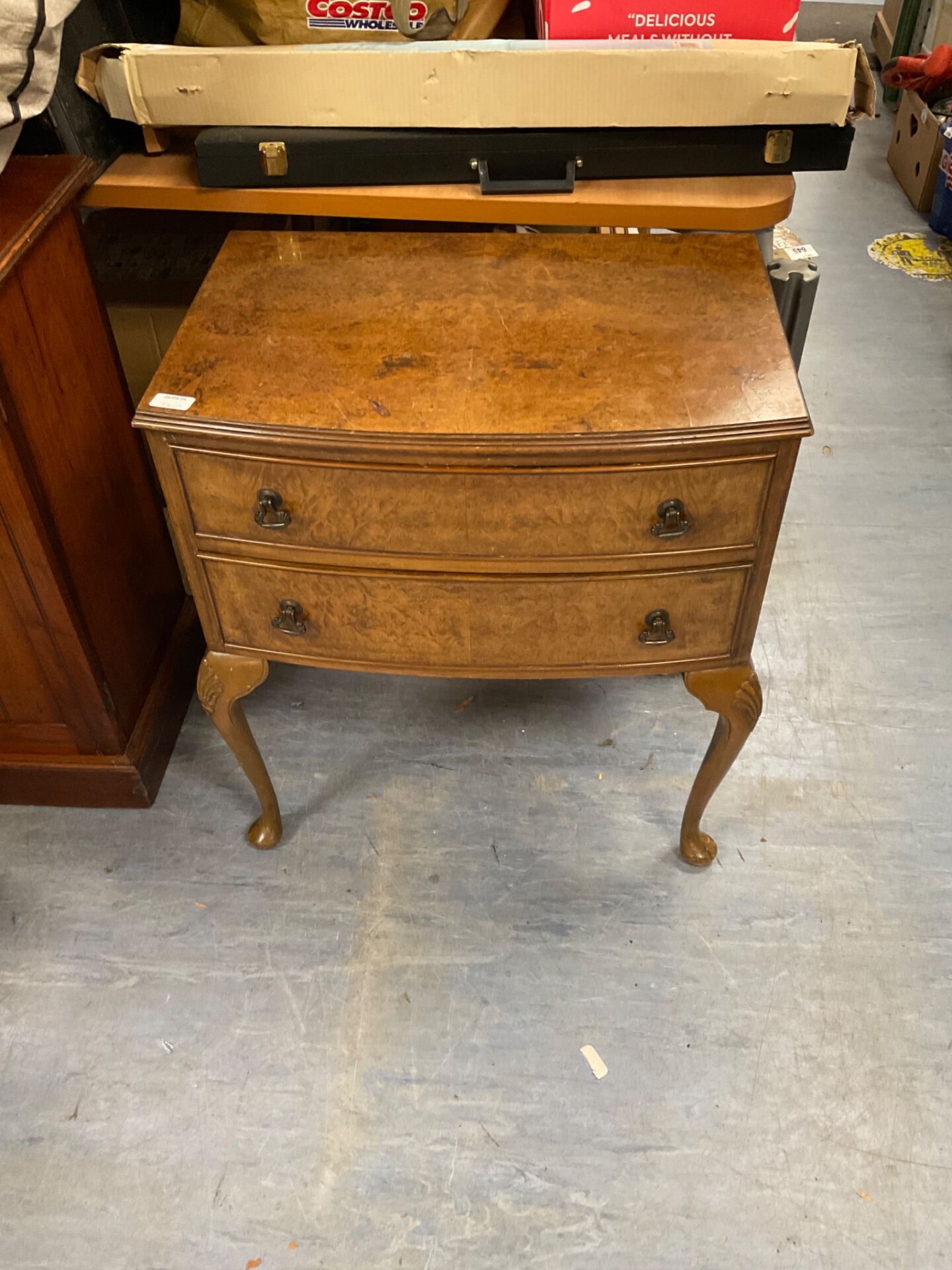650 Antique Walnut two Drawer Chest w24’xD15”xh28”