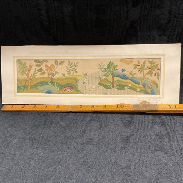 Antique Victorian watercolour painting on silk panel with deer.