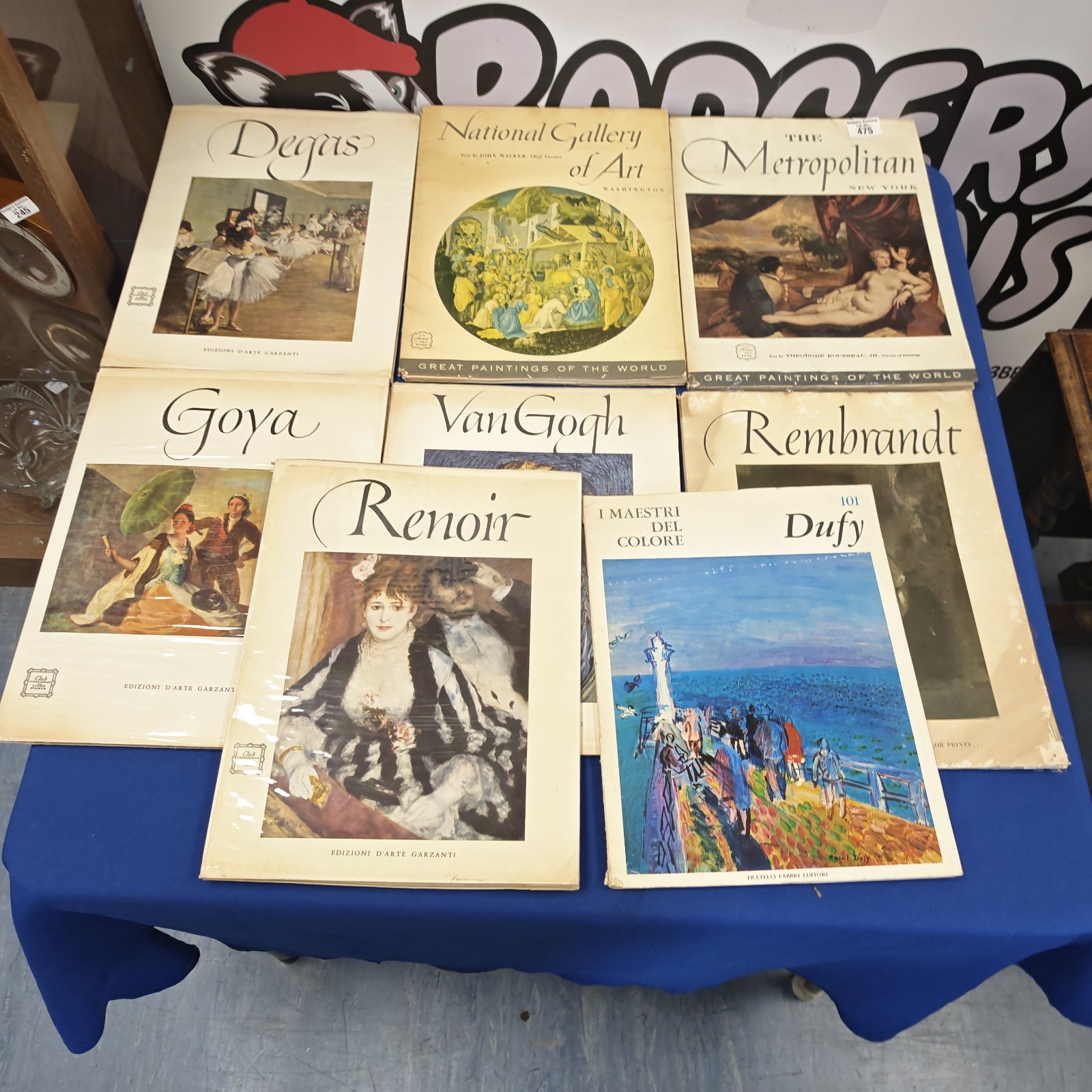 Collection of vintage art books including Dufy, Van Gogh and Goya.
