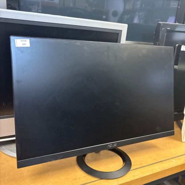 Black ASUS 27 inch LCD monitor for desktop computer use.