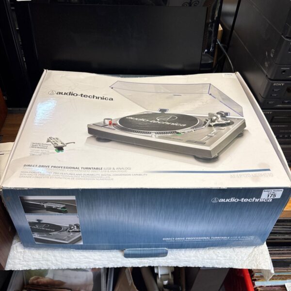 Audio Technica turntable in original box, vintage audio equipment.