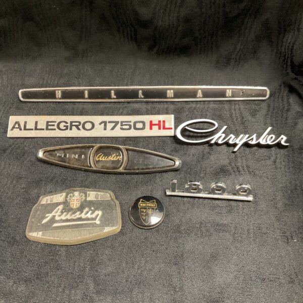 Chrome Austin Allegro badge for classic car restoration.