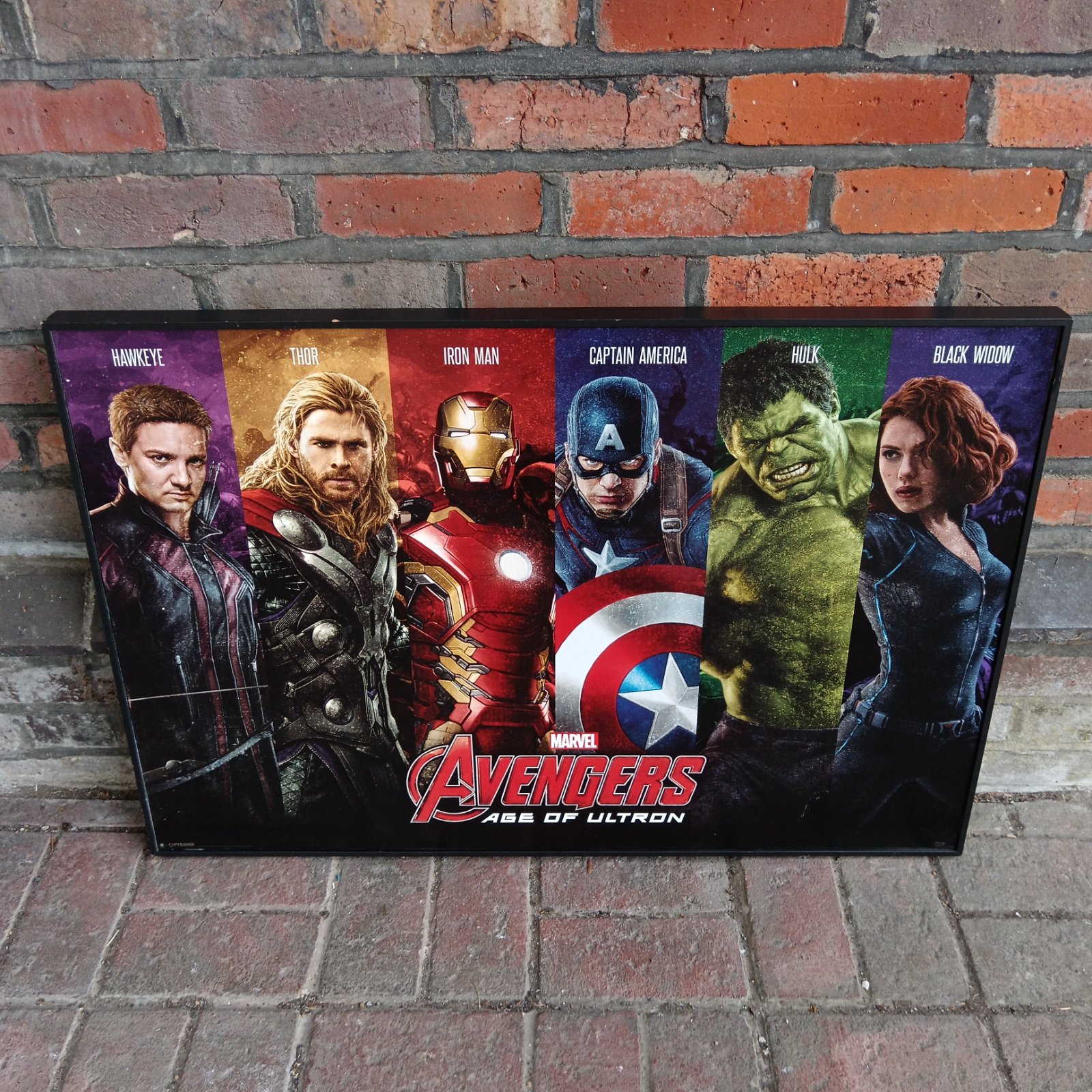 Large Avengers Age of Ultron print featuring Marvel superheroes.