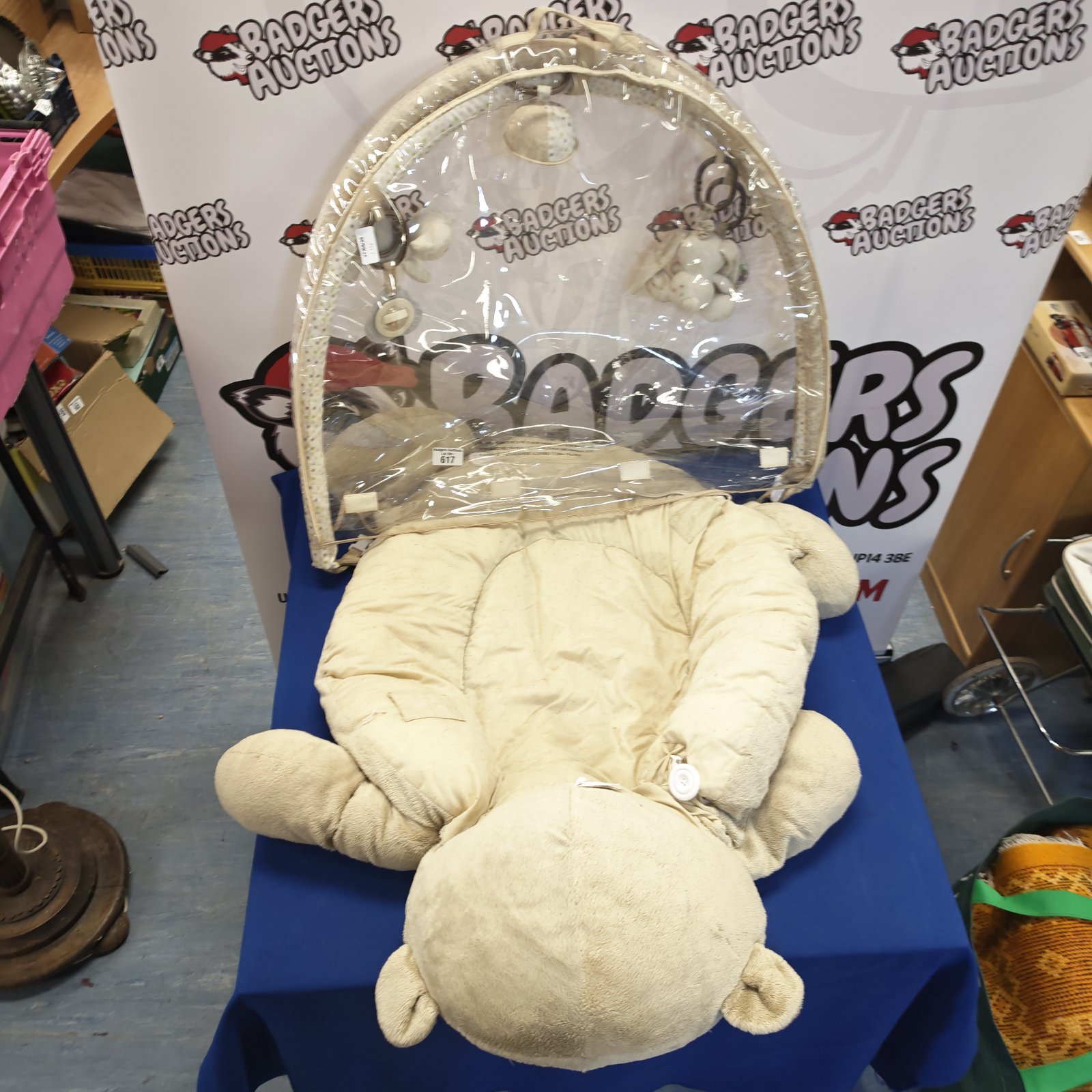 Beige Baby Rest converted into a comfortable dog bed.