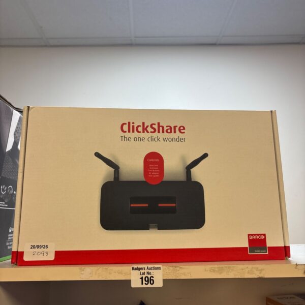 Barco ClickShare CSM-1 wireless presentation system box.