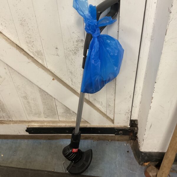 Small battery strimmer for garden edging and trimming.