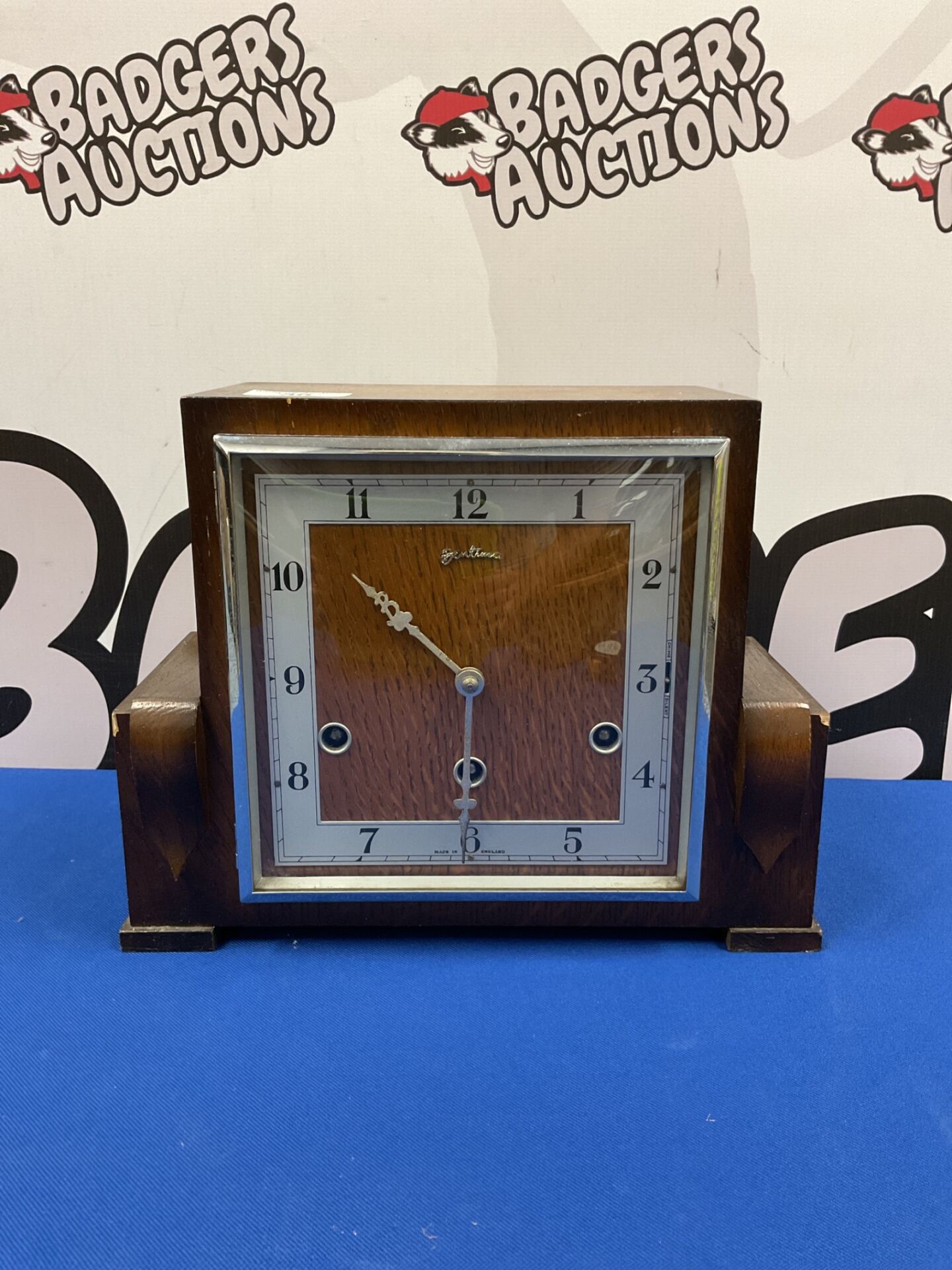 030 1930s bentima art deco mantle clock with pendulum (no key)