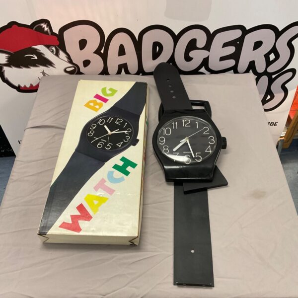Large black and white big watch clock for wall display.