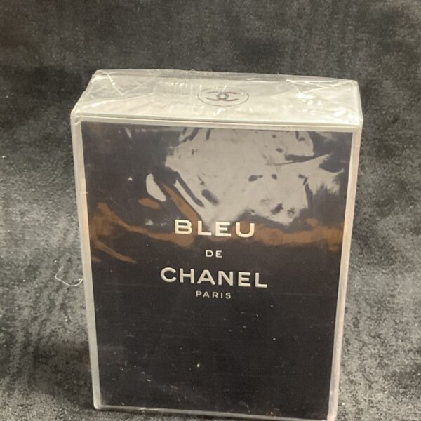 Sealed bottle of Bleu De Chanel Paris men's perfume in its box.