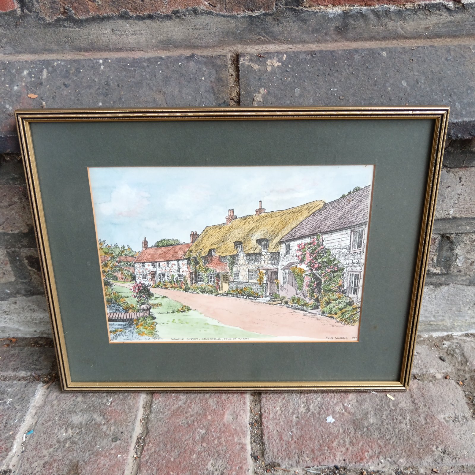 Bob Morris watercolour painting of Winkle Street, Calbourne, Isle of Wight.