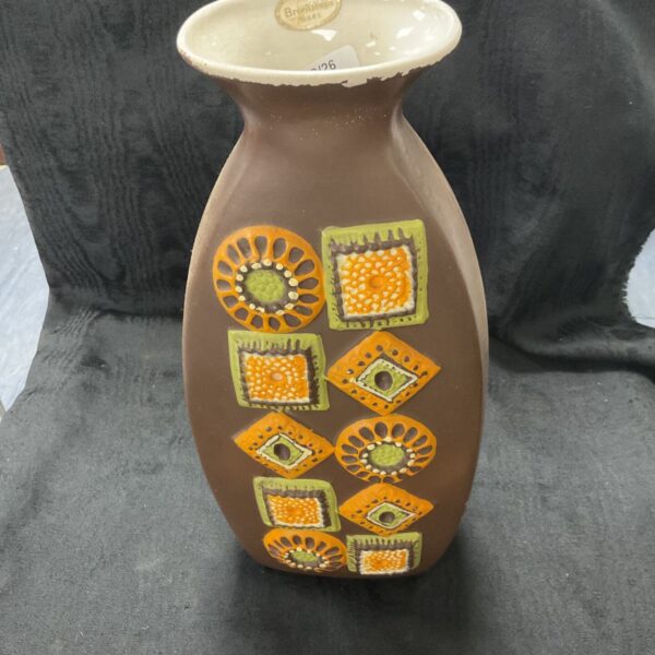 Vintage Brentleigh Ware vase, model 26, with geometric pattern.
