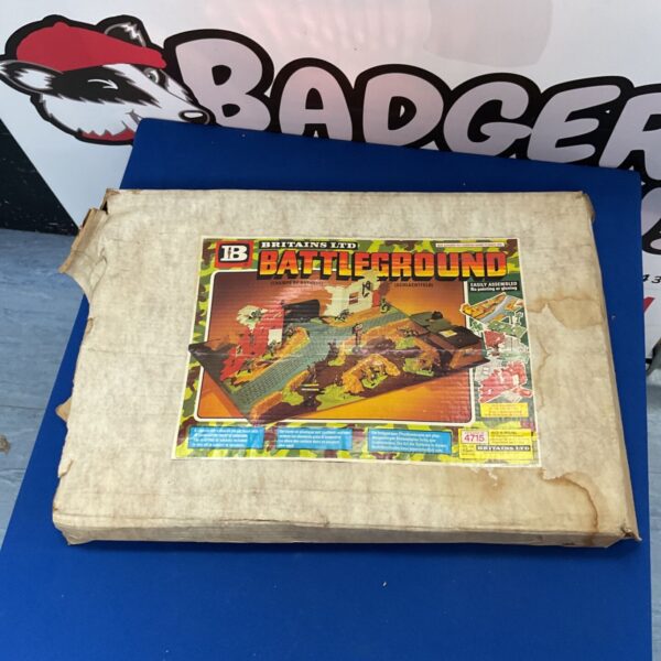 Vintage Britains Battleground set with terrain pieces.