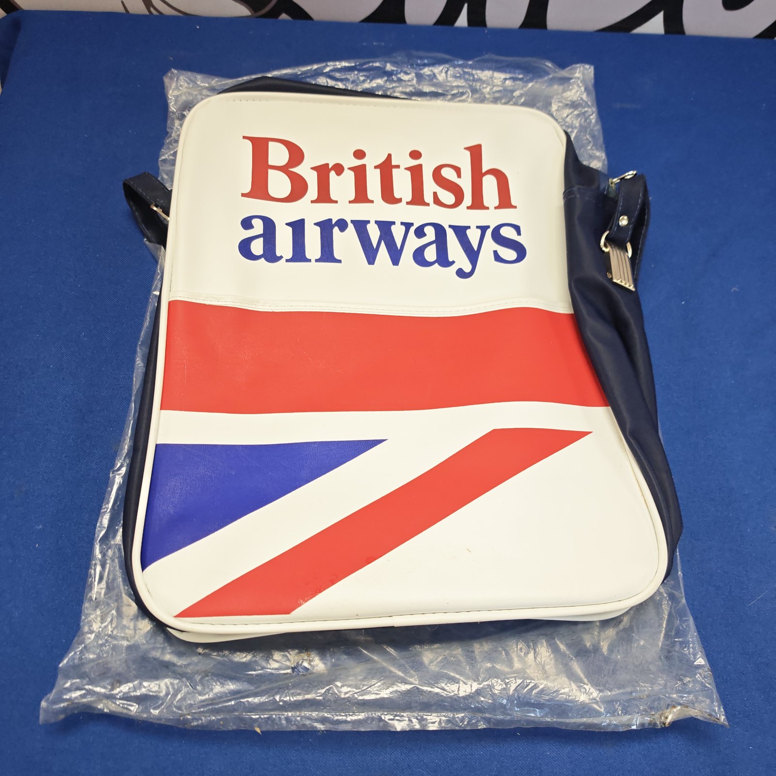 Vintage British Airways shoulder bag with red, white, and blue design.
