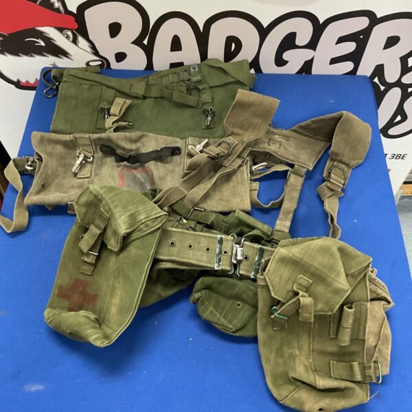 British Army 58 Pattern Webbing Set, showing wear and tear.