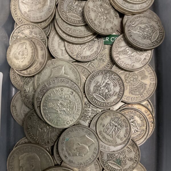 Lot of British silver coins pre 1947, featuring King George V.